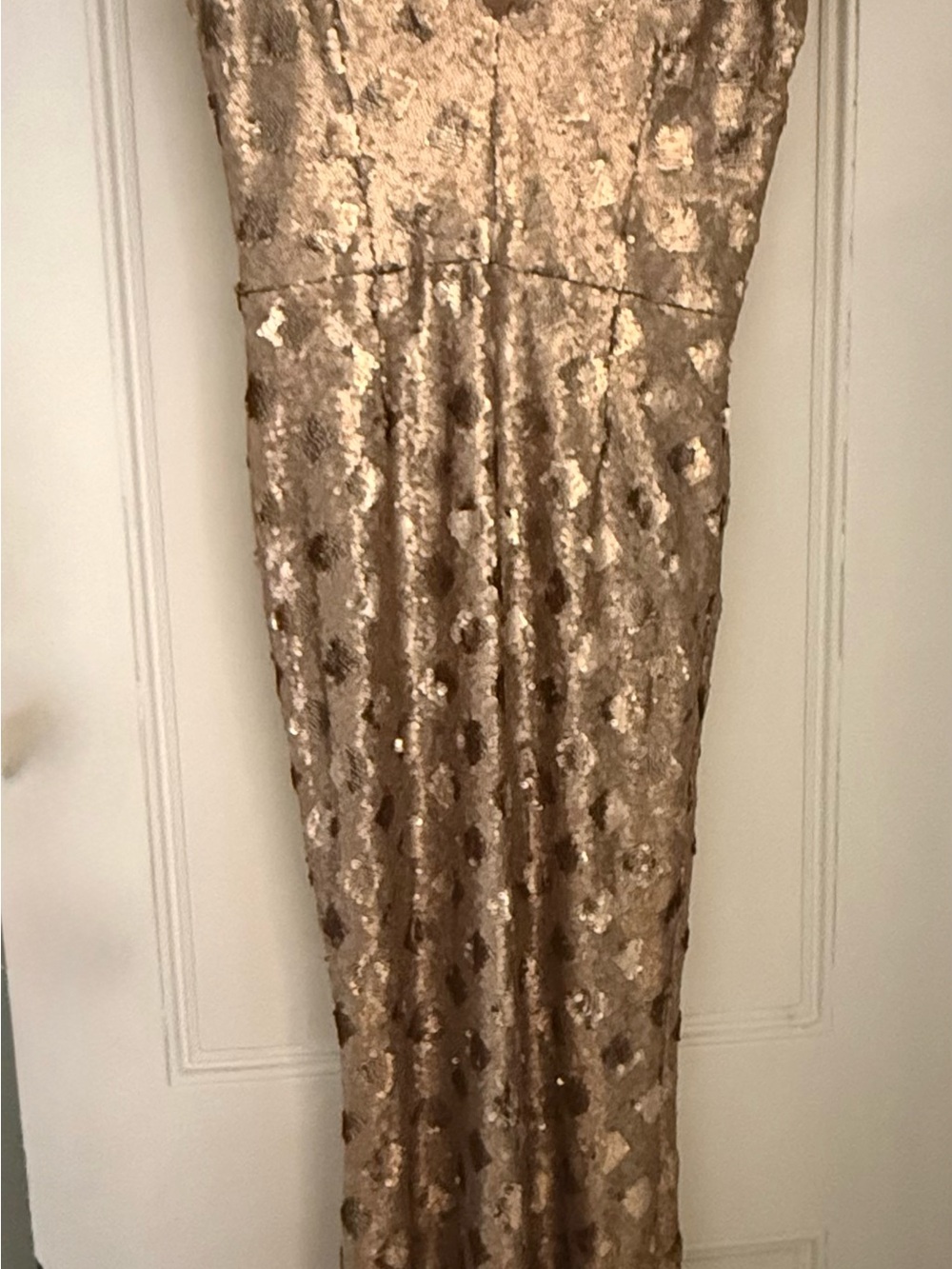 Dress the Population Gold Lina Cap Sleeve Sequin Maxi Dress XL